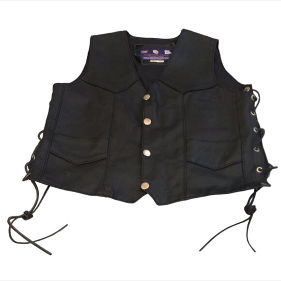 Paragon Leather & Sports Limited Women's Black Genuine Leather Vest Slze Large - Picture 4 of 12